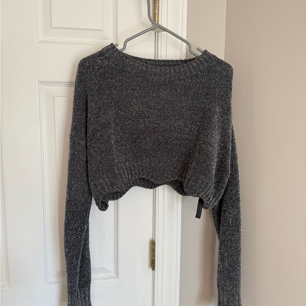 Zara Charcoal Gray Women's Sparkly Sweater